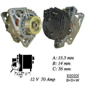 Generaator Ford 12V,70A