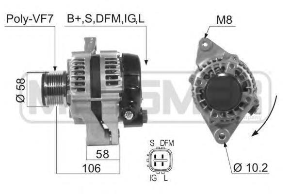 Generaator TOYOTA 14V 80A